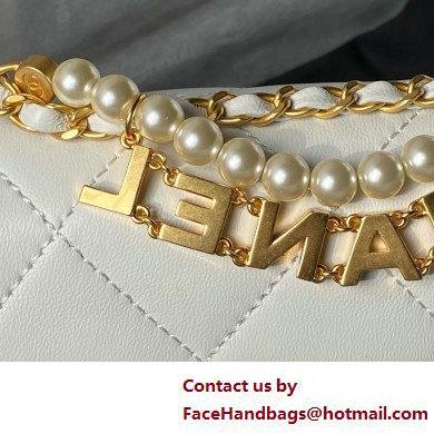 CHANEL Shiny Lambskin, Imitation Pearls  &  Gold-Tone Metal Mini Flap Bag AS4986 white 2025